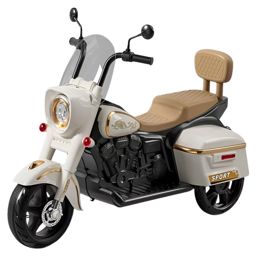 دراجة نارية كهربائية للأطفال – إصدار أبيض وذهبي